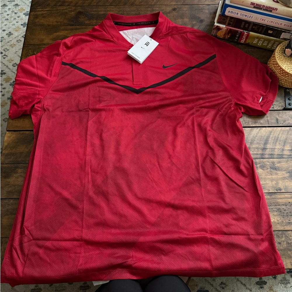 NWT Sz XL Nike Tiger Woods Men's Red Dri Fit ADV Golf Polo Shirt